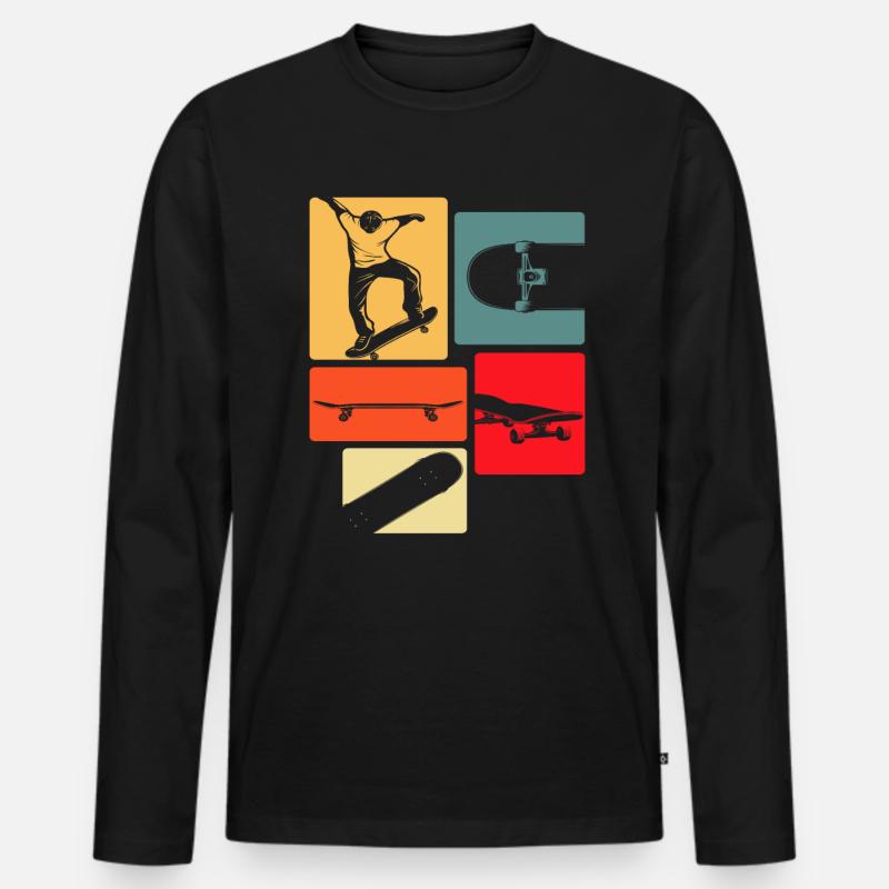 Skateboard Skateboarder Geschenk - Männer Premium Bio Langarmshirt - Schwarz