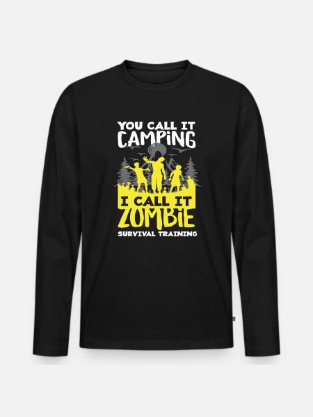 Zombies Camping Überlebenstraining Camper - Männer Premium Bio Langarmshirt - Schwarz