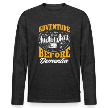 Aventure Démence Drôle Camping Camper Cadeau - T-shirt manches longues Premium bio Homme - anthracite chiné - Devant - Nico (187cm)