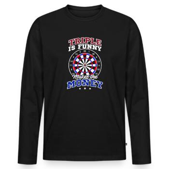 Dart Tripple est drôle Gagne de l’argent - T-shirt manches longues Premium bio Homme - noir - Devant - Nico (187cm)