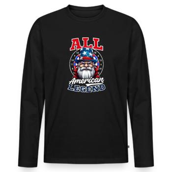 Dart All American Dart Legende - Männer Premium Bio Langarmshirt - Schwarz - Vorne - Nico (187cm)
