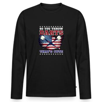 Dart You Throw Darts Cute - Men's Premium Organic Long Sleeve Shirt - black - Front - Nico (187cm)