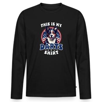 Dart Das ist mein Darts Outfit - Männer Premium Bio Langarmshirt - Schwarz - Vorne - Nico (187cm)