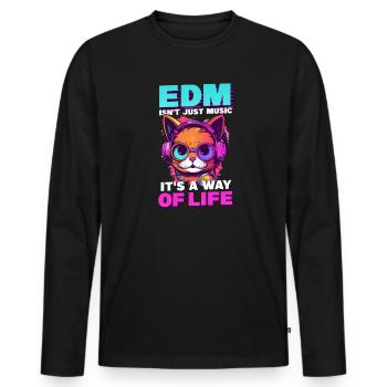 Edm Rave EDM ist keine Musik, sondern Leben Katzenkopfhörer - Männer Premium Bio Langarmshirt - Schwarz - Vorne - Nico (187cm)