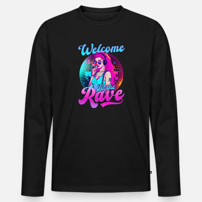 Edm Rave Willkommen zum Raven - Männer Premium Bio Langarmshirt - Schwarz
