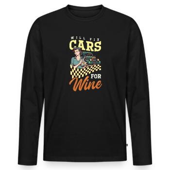 Automechaniker repariert Autos für Wein - Männer Premium Bio Langarmshirt - Schwarz - Vorne - Nico (187cm)