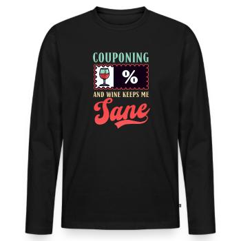 Couponer Couponing Wine Keeps Me Sane - Men's Premium Organic Long Sleeve Shirt - black - Front - Nico (187cm)