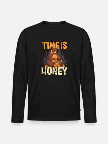 Beekeeper Time Is Honey - Men's Premium Organic Long Sleeve Shirt - black