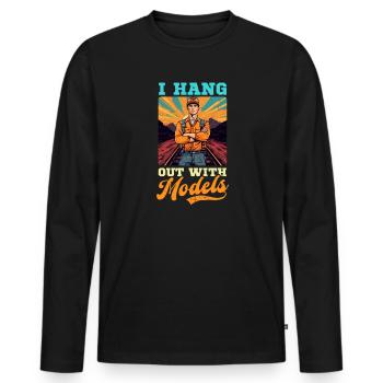Modélisme ferroviaire avec des mannequins - T-shirt manches longues Premium bio Homme - noir - Devant - Nico (187cm)
