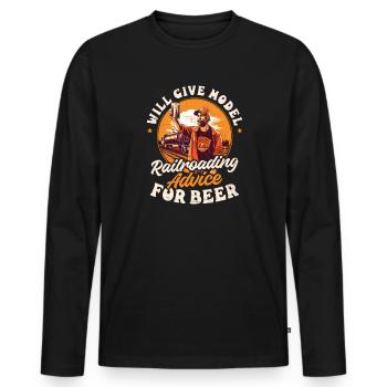 Modelleisenbahn Geben Sie Ratschläge für Bier - Männer Premium Bio Langarmshirt - Schwarz - Vorne - Nico (187cm)