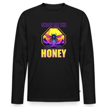 Apiculteur Montrez-moi le miel - T-shirt manches longues Premium bio Homme - noir - Devant - Nico (187cm)