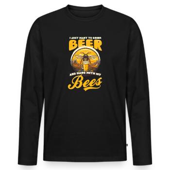 Beekeeper Drink Beer Hang With Bees - Men's Premium Organic Long Sleeve Shirt - black - Front - Nico (187cm)