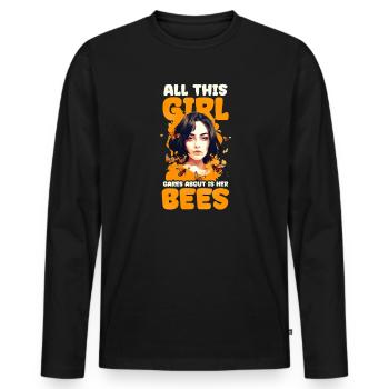 Beekeeper Girl All Cares About Bees - Men's Premium Organic Long Sleeve Shirt - black - Front - Nico (187cm)