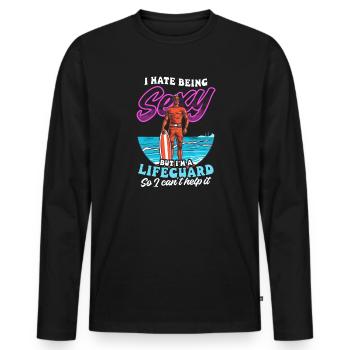 Lifeguard Hate Beeing Sexy But I’m Lifeguard - T-shirt manches longues Premium bio Homme - noir - Devant - Nico (187cm)