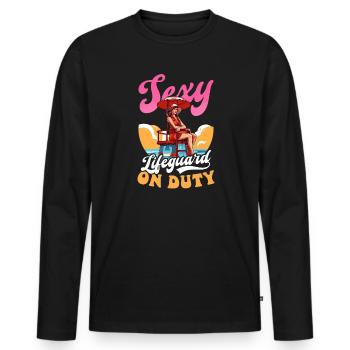 Rettungsschwimmer Sexy Rettungsschwimmer im Dienst - Männer Premium Bio Langarmshirt - Schwarz - Vorne - Nico (187cm)
