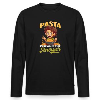 Pasta Lover Pasta ist die Antwort - Männer Premium Bio Langarmshirt - Schwarz - Vorne - Nico (187cm)