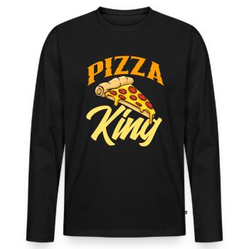Pizza King - T-shirt manches longues Premium bio Homme - noir - Devant - Nico (187cm)