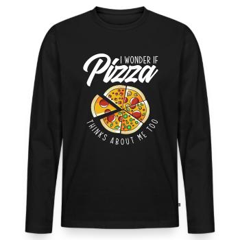 Pizza Liebehaber Cadeau - T-shirt manches longues Premium bio Homme - noir - Devant - Nico (187cm)