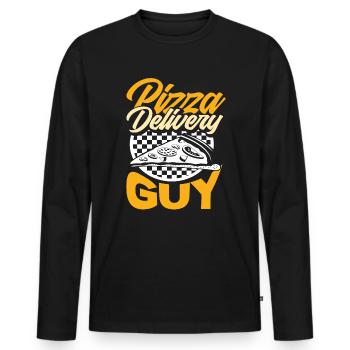 Pizza Lieferant - Männer Premium Bio Langarmshirt - Schwarz - Vorne - Nico (187cm)