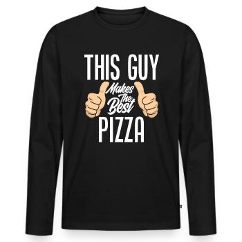 pizza pizza maker pizza pâtisserie cadeau - T-shirt manches longues Premium bio Homme - noir - Devant - Nico (187cm)