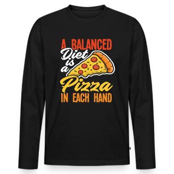 Amateur de pizza - T-shirt manches longues Premium bio Homme - noir - Devant - Nico (187cm)