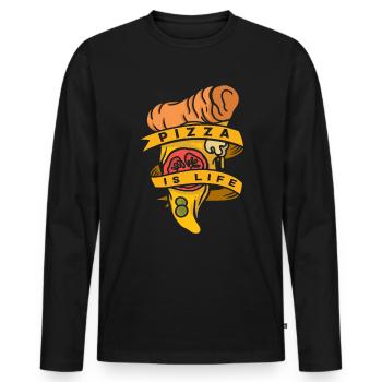 Pizza Life - T-shirt manches longues Premium bio Homme - noir - Devant - Nico (187cm)