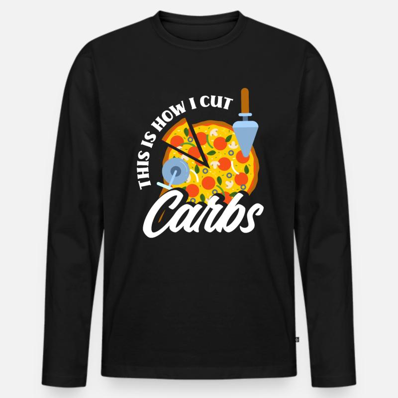 Pizza - Männer Premium Bio Langarmshirt - Schwarz