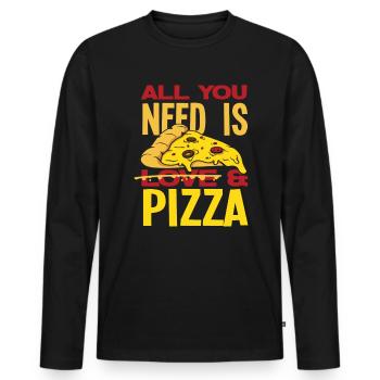 All I need is pizza - Men's Premium Organic Long Sleeve Shirt - black - Front - Nico (187cm)