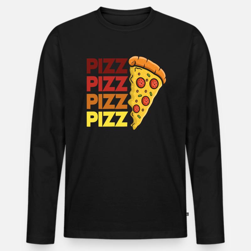 Pizza Pizza Pizza - Männer Premium Bio Langarmshirt - Schwarz
