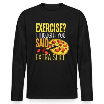Pizza Saying Pizza Slice Sayings - Men's Premium Organic Long Sleeve Shirt - black - Front - Nico (187cm)