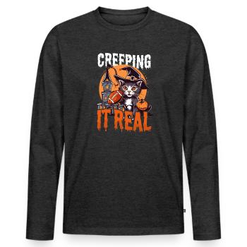 Fußball Halloween Creeping It Real - Männer Premium Bio Langarmshirt - Anthrazit meliert - Vorne - Nico (187cm)