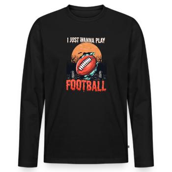Fußball Halloween Wanna Fußball spielen - Männer Premium Bio Langarmshirt - Schwarz - Vorne - Nico (187cm)
