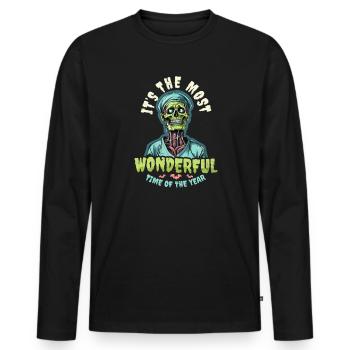 Halloween-Krankenschwester Schönste Zeit - Männer Premium Bio Langarmshirt - Schwarz - Vorne - Nico (187cm)