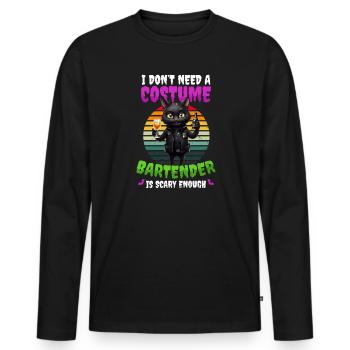 Le barman d’Halloween n’a pas besoin de costume effrayant - T-shirt manches longues Premium bio Homme - noir - Devant - Nico (187cm)