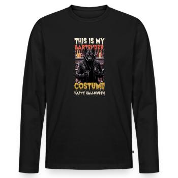 Halloween Barkeeper Das ist mein Barkeeper Kostüm - Männer Premium Bio Langarmshirt - Schwarz - Vorne - Nico (187cm)