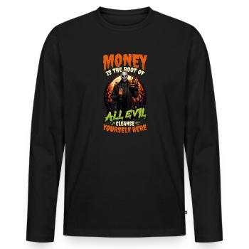 Halloween-Barkeeper Geldwurzel Böse Reinigung hier - Männer Premium Bio Langarmshirt - Schwarz - Vorne - Nico (187cm)
