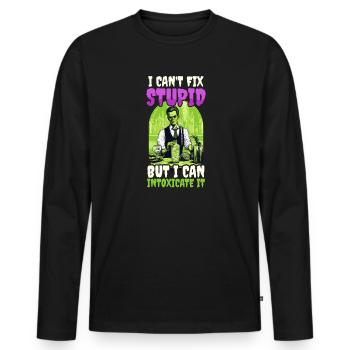 Halloween-Barkeeper, den ich berauschen kann - Männer Premium Bio Langarmshirt - Schwarz - Vorne - Nico (187cm)