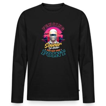 Escrime tôt ou tard, vous obtenez un point - T-shirt manches longues Premium bio Homme - noir - Devant - Nico (187cm)