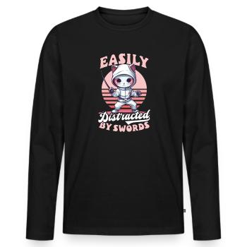Fechten lässt sich leicht von Schwertern ablenken - Männer Premium Bio Langarmshirt - Schwarz - Vorne - Nico (187cm)