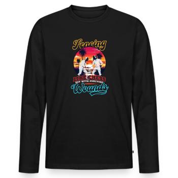 Fechten wie Schach mit Stichwunden - Männer Premium Bio Langarmshirt - Schwarz - Vorne - Nico (187cm)