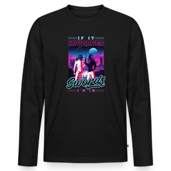 L’escrime implique des épées dans lesquelles je suis - T-shirt manches longues Premium bio Homme - noir - Devant - Nico (187cm)