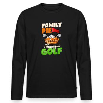 Thanksgiving Golf Family Pie Thankful Golf - Men's Premium Organic Long Sleeve Shirt - black - Front - Nico (187cm)