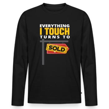 Immobilienmakler Spruch - Männer Premium Bio Langarmshirt - Schwarz - Vorne - Nico (187cm)