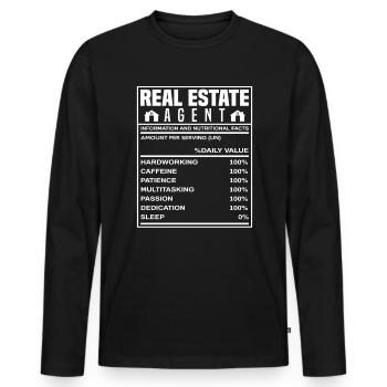 Immobilienmakler Informationen Geschenkidee - Männer Premium Bio Langarmshirt - Schwarz - Vorne - Nico (187cm)