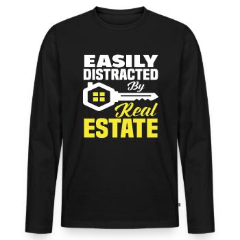Lustiger Immobilienmakler Spruch - Männer Premium Bio Langarmshirt - Schwarz - Vorne - Nico (187cm)