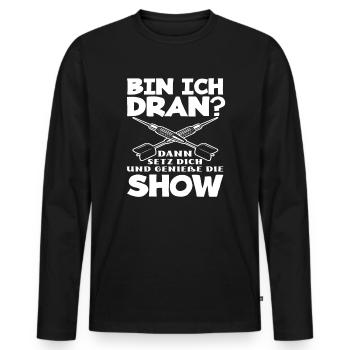 Lustiges Dart Dartspieler Geschenkidee - Männer Premium Bio Langarmshirt - Schwarz - Vorne - Nico (187cm)