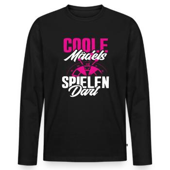 Coole Mädels Spielen Dart Dartspieler - Männer Premium Bio Langarmshirt - Schwarz - Vorne - Nico (187cm)