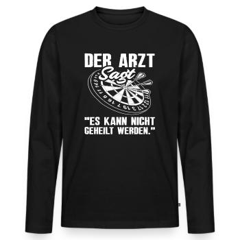 Spruch Arzt Hobby Dart Dartspieler - Männer Premium Bio Langarmshirt - Schwarz - Vorne - Nico (187cm)