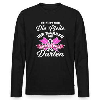Dart Dartspielerin Frauen Geschenkidee - Männer Premium Bio Langarmshirt - Schwarz - Vorne - Nico (187cm)