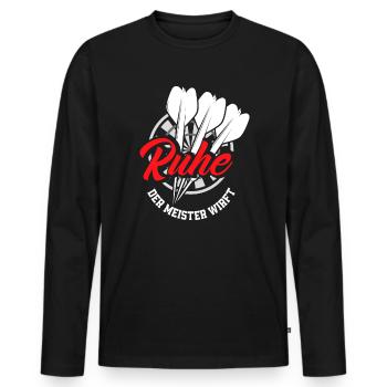 Calm The Master Throws Dart Dart Player - Men's Premium Organic Long Sleeve Shirt - black - Front - Nico (187cm)